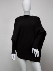 Asymmetric Fine Knit jumper - Black